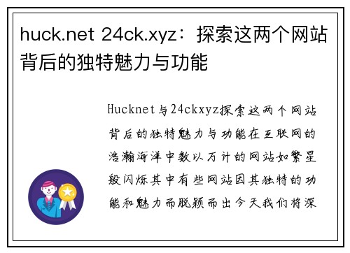 huck.net 24ck.xyz：探索这两个网站背后的独特魅力与功能